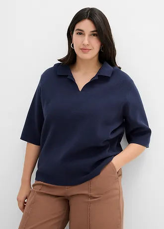 Gebreide polo, Kleur: donkerblauw