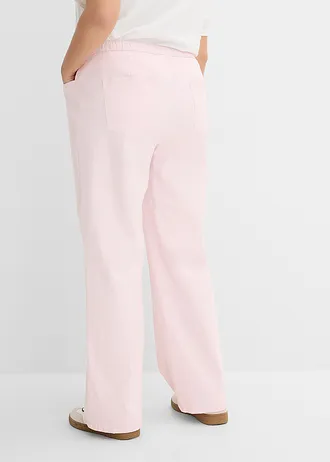 Pantalon palazzo à taille haute et élastiquée, Couleur: rose clair