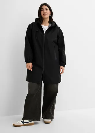 Imperméable léger avec sac à bandoulière, Couleur: noir