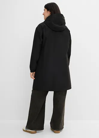 Lichte lange regenjas met schoudertas, Kleur: zwart