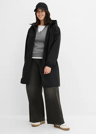 Imperméable léger avec sac à bandoulière, Couleur: noir