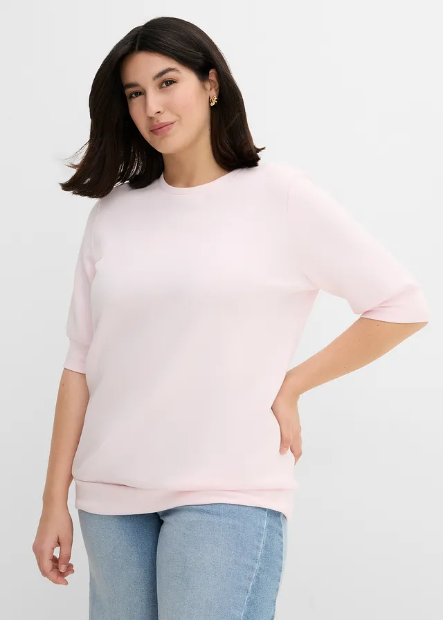 Wijde scuba sweater, Kleur: lichtroze