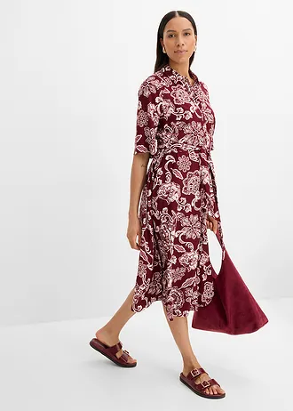 Overhemdjurk van soepele viscose • robijnrood-lichtroze gebloemd • bonprix online shop