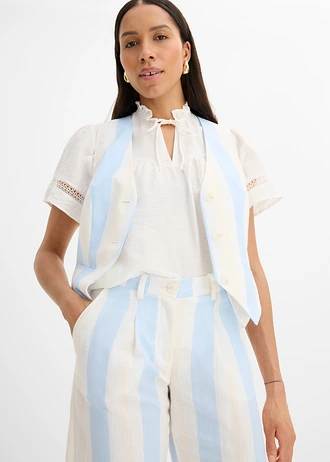Palazzo broek in linnenlook • wolwit-lichtblauw gestreept • bonprix online shop