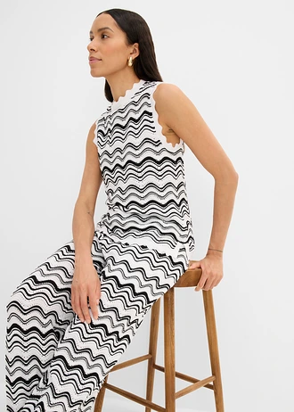 Gebreide broek • wolwit-zwart • bonprix online shop