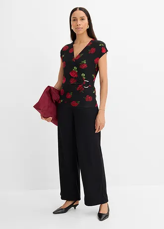 Bluză cu imprimeu • negru cu flori • magazin bonprix