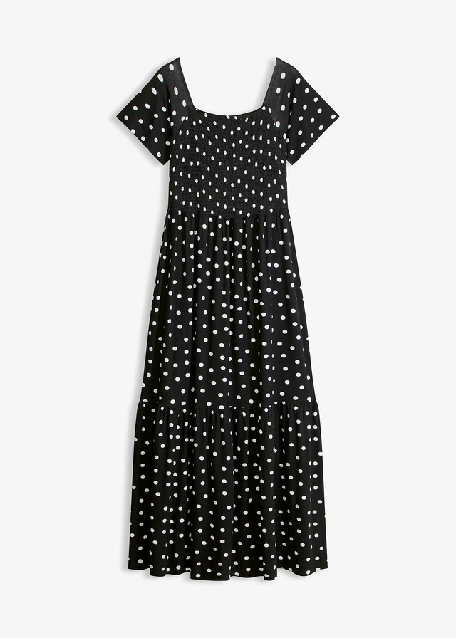 Maxi jurk van viscose • zwart-wolwit gestippeld • bonprix online shop