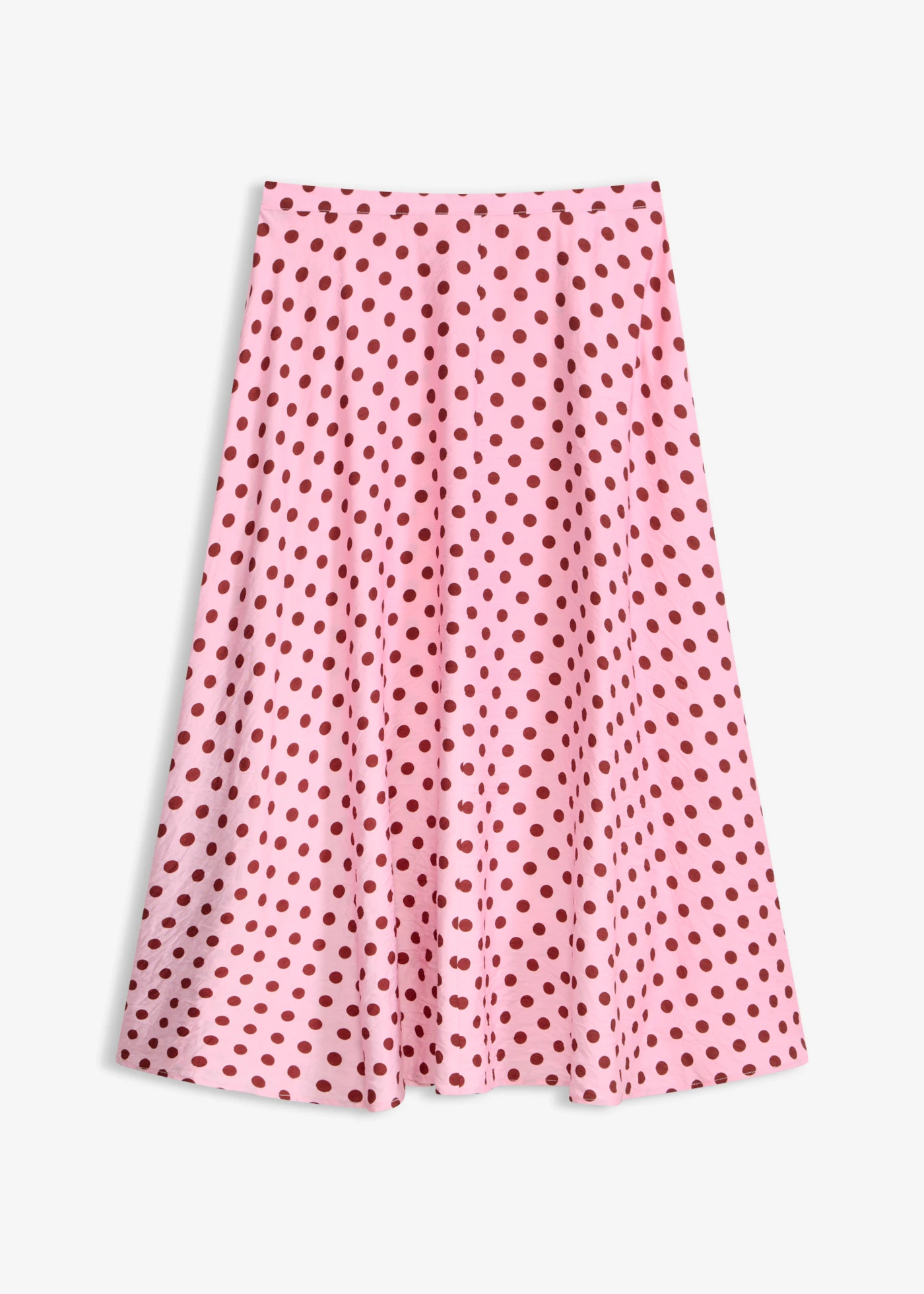 Midi rok van een soepele viscosemix • roze-robijnrood gestippeld • bonprix online shop