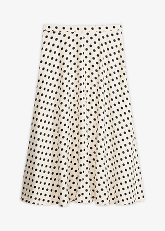 Midi rok van een soepele viscosemix • wit/zwart gestippeld • bonprix online shop