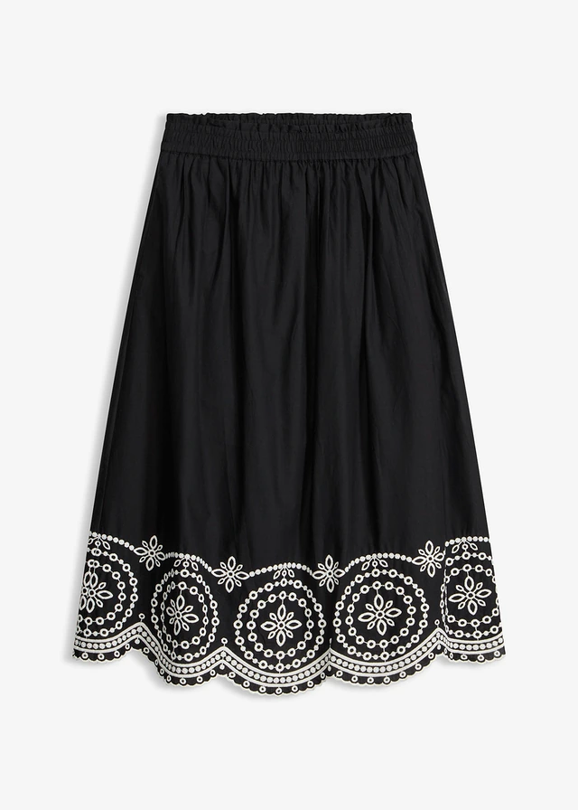 Midirok met broderie anglaise van puur katoen