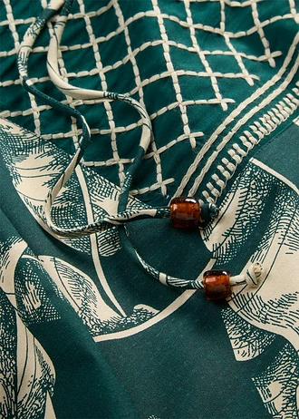 Tuniekjurk van een soepele viscosemix • diepgroen-lichtsand met print • bonprix online shop