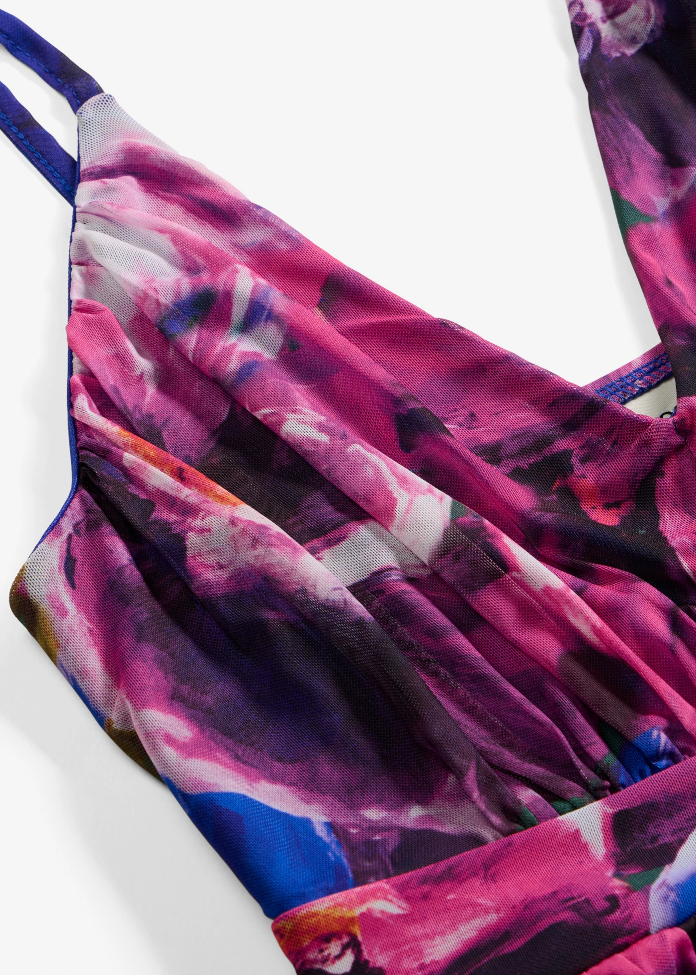 Jurk van fijn mesh • paars gebloemd • bonprix online shop