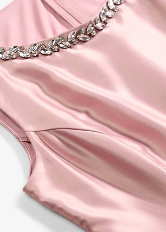 Robe courte en satin brillant • rose-noir imprimé • Boutique bonprix