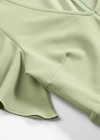 Kombinezon ze strukturalnej krepy • bladozielony plus size • sklep bonprix