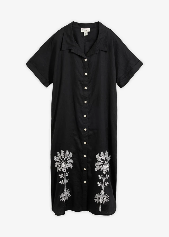 Robe caftan 100% lin avec broderie