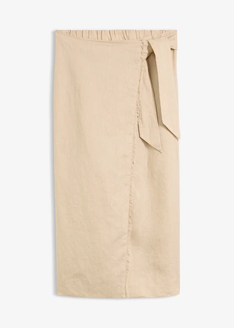 Linnen midi rok, Kleur: lichtsand