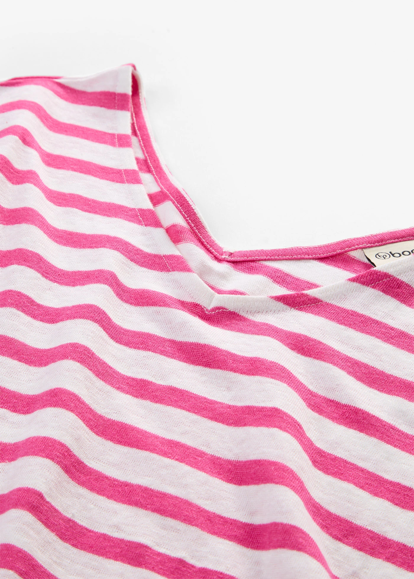 T-shirt 100% lin à manches chauve-souris • fuchsia-blanc rayé • Boutique bonprix