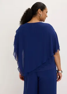 Blouse van fijne chiffon, Kleur: middernachtblauw