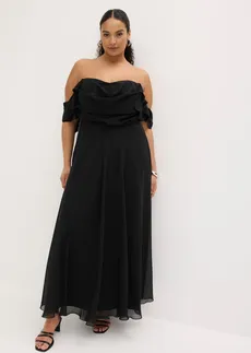 Robe de soirée en mousseline, Couleur: noir