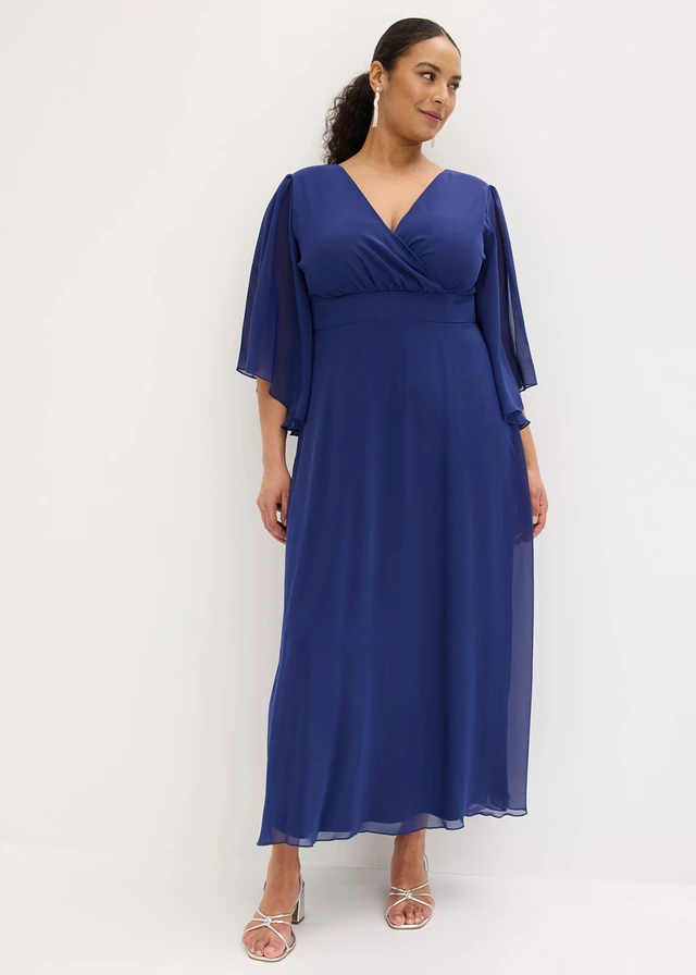 Robe de soirée en mousseline, Couleur: bleu nuit
