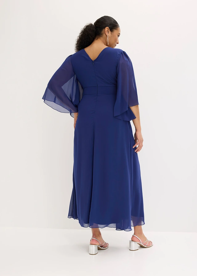 Robe de soirée en mousseline, Couleur: bleu nuit