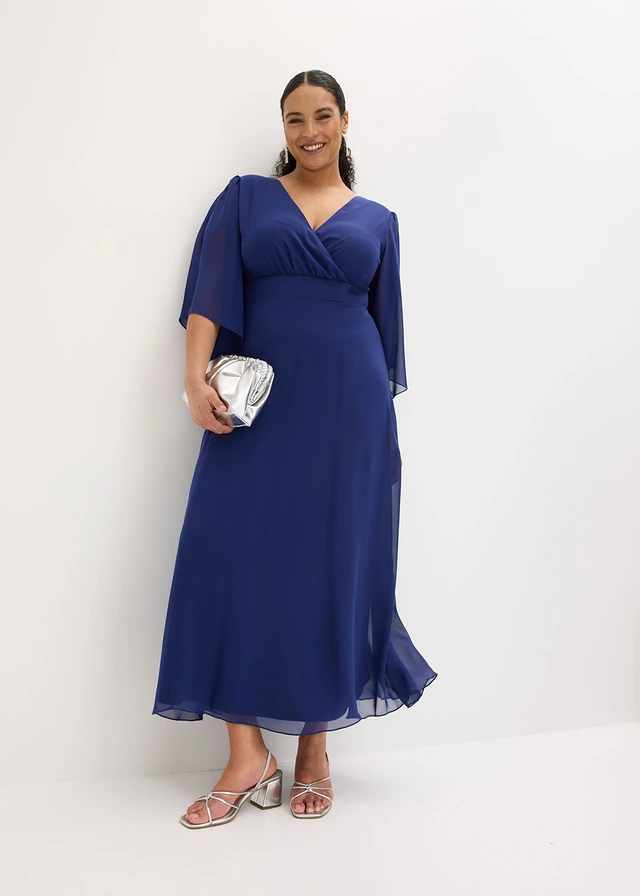 Robe de soirée en mousseline, Couleur: bleu nuit