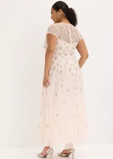 Robe de soirée en tulle délicat avec sequins brodés, Couleur: rose clair