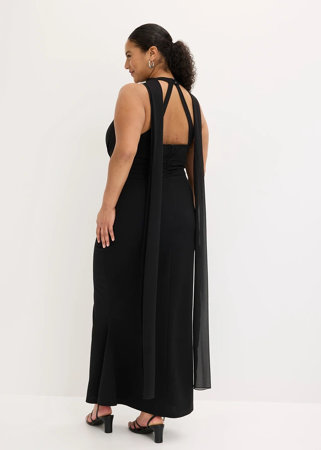 Robe de soirée en crêpe texturé, Couleur: noir