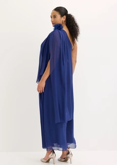 Robe de soirée en mousseline avec fleur appliquée, Couleur: bleu nuit