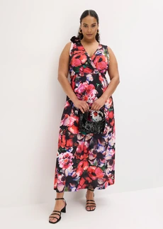 Robe de soirée en crêpe texturé avec fleur appliquée, Couleur: noir floral