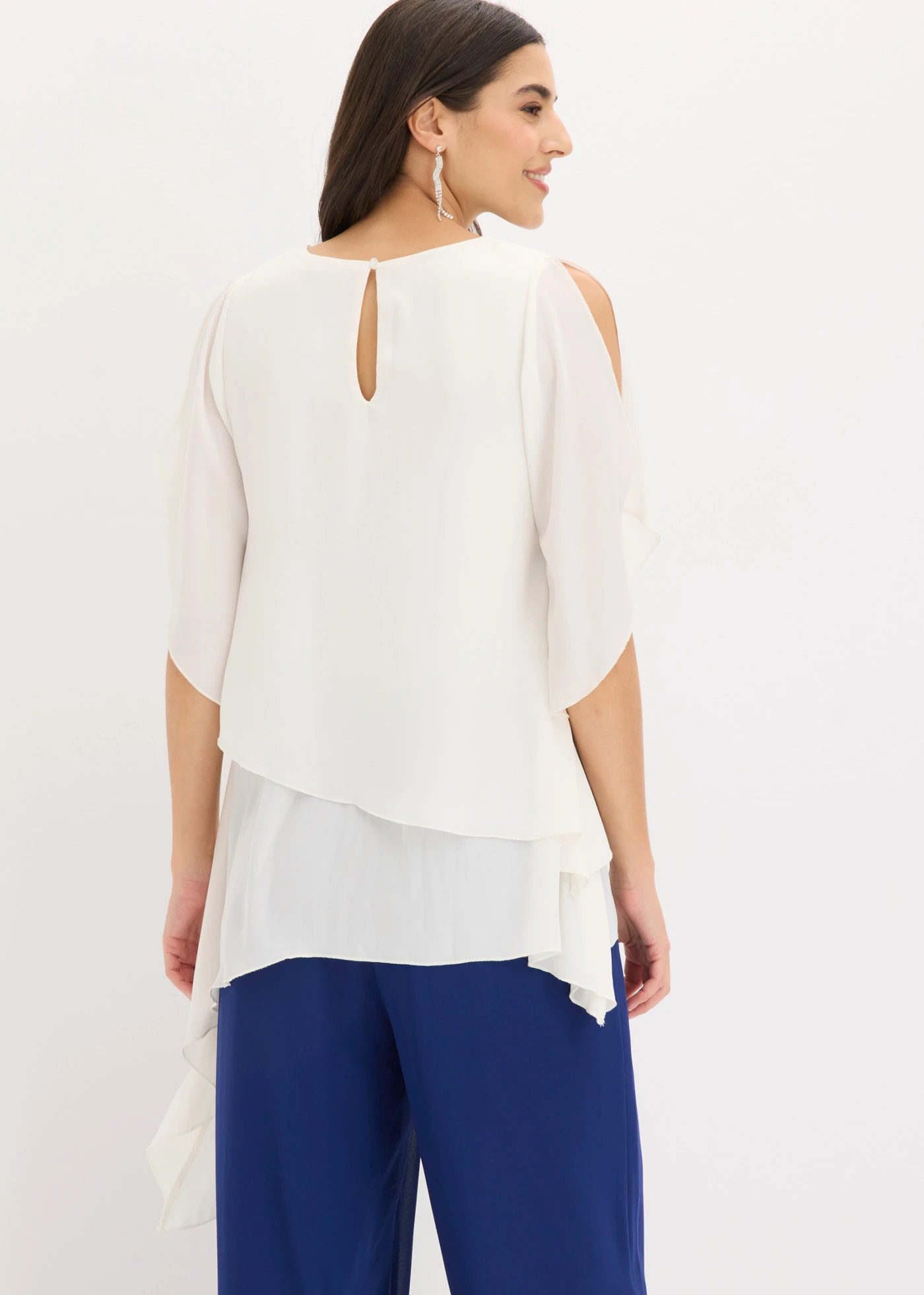 Blouse met puntjes in layerlook • wolwit • bonprix online shop