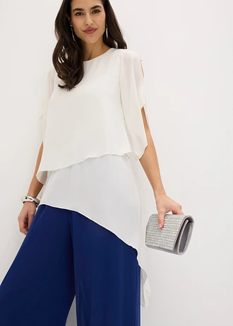 Blouse met puntjes in layerlook • wolwit • bonprix online shop