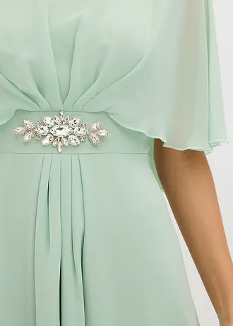 Rochie midi din șifon cu aplicație cu ștrasuri • mentă-cristal • magazin bonprix