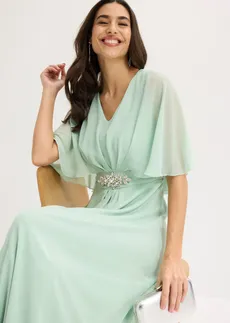 Chiffon jurk met strass • kristalmint • bonprix online shop