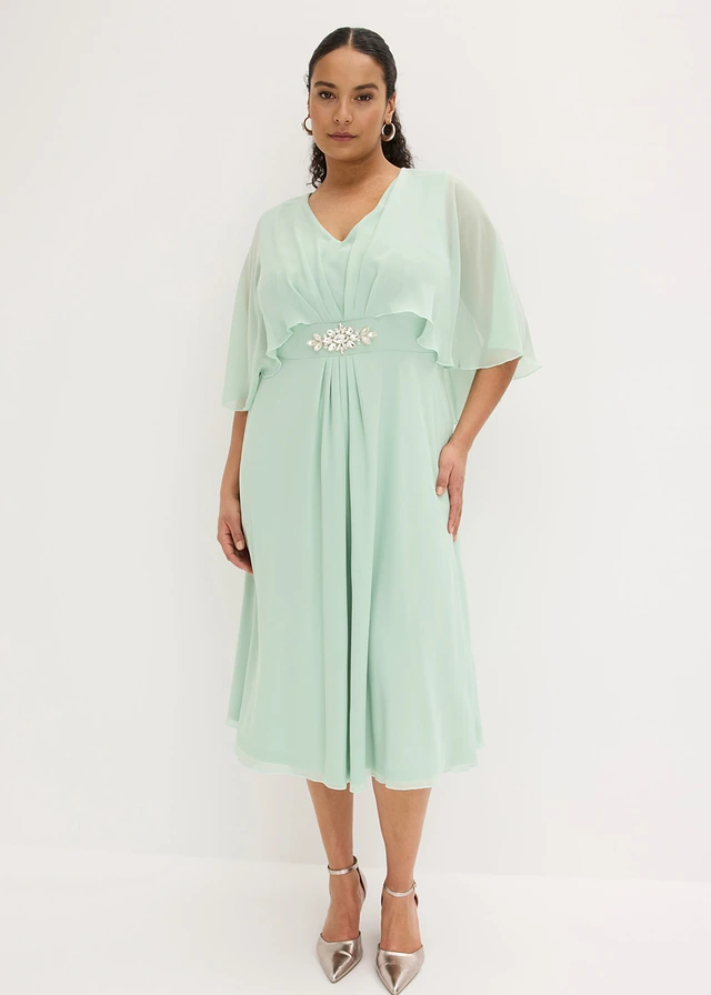 Chiffon jurk met strass, Kleur: kristalmint
