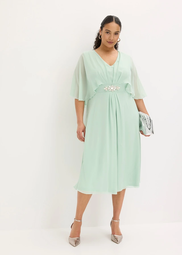 Chiffon jurk met strass, Kleur: kristalmint