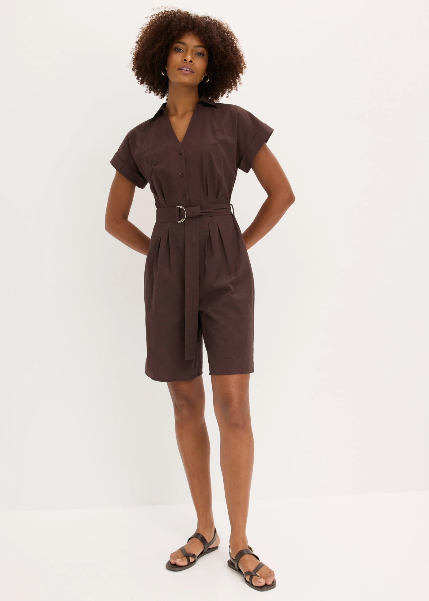 Combishort avec ceinture à nouer • marron foncé • Boutique bonprix