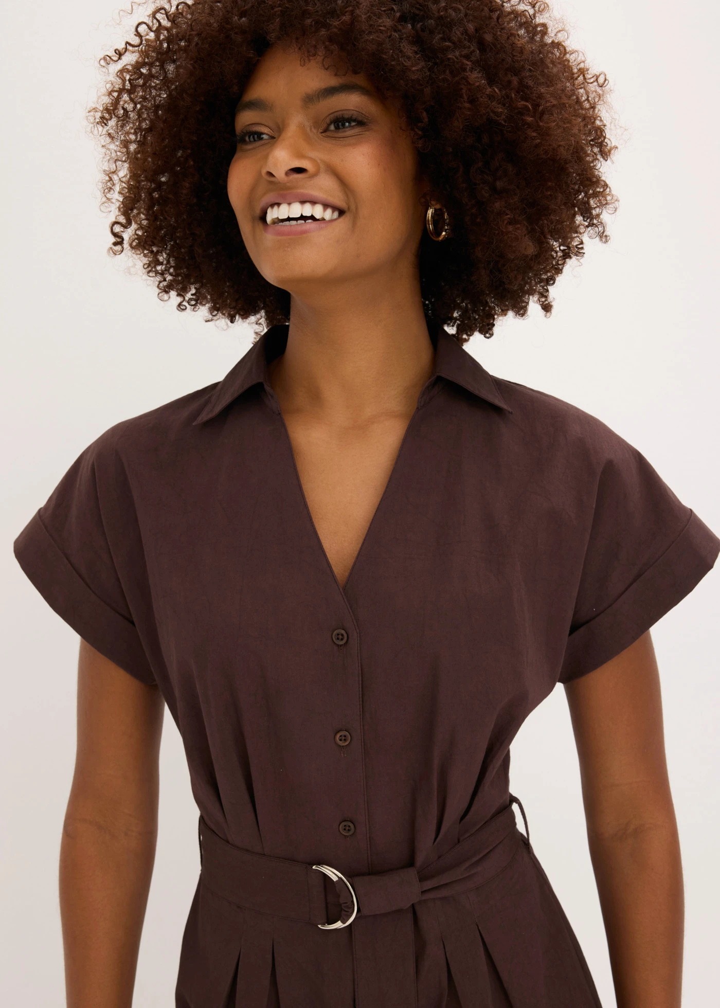 Jumpsuit met strikceintuur • donkerbruin • bonprix online shop