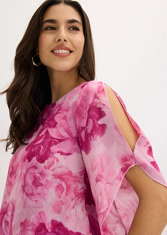 Puntig toelopende blouse in layerlook • roze gebloemd • bonprix online shop