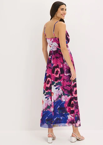 Jurk van fijn mesh • paars gebloemd • bonprix online shop