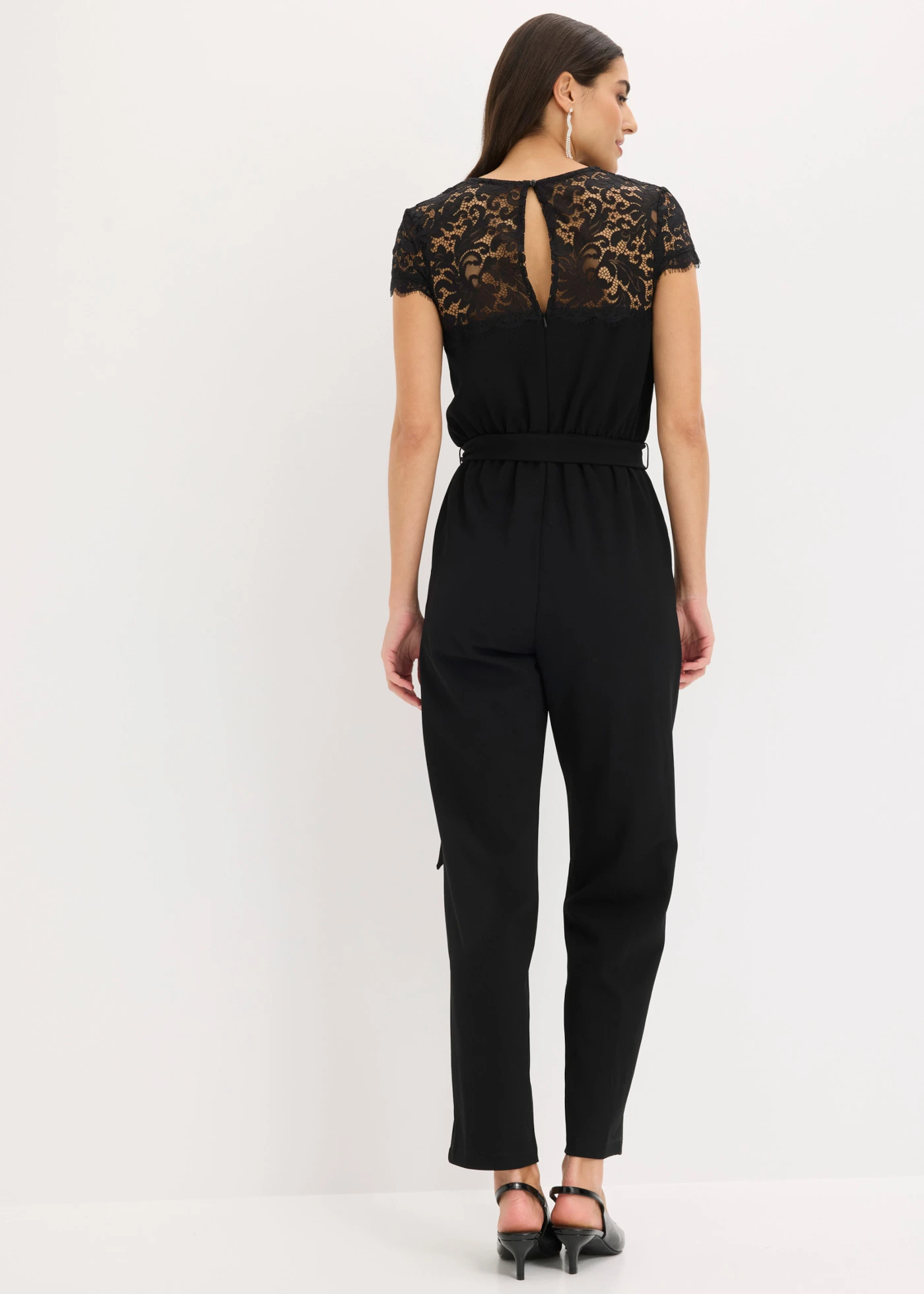 Jumpsuit van fijn jersey met kant • zwart • bonprix online shop