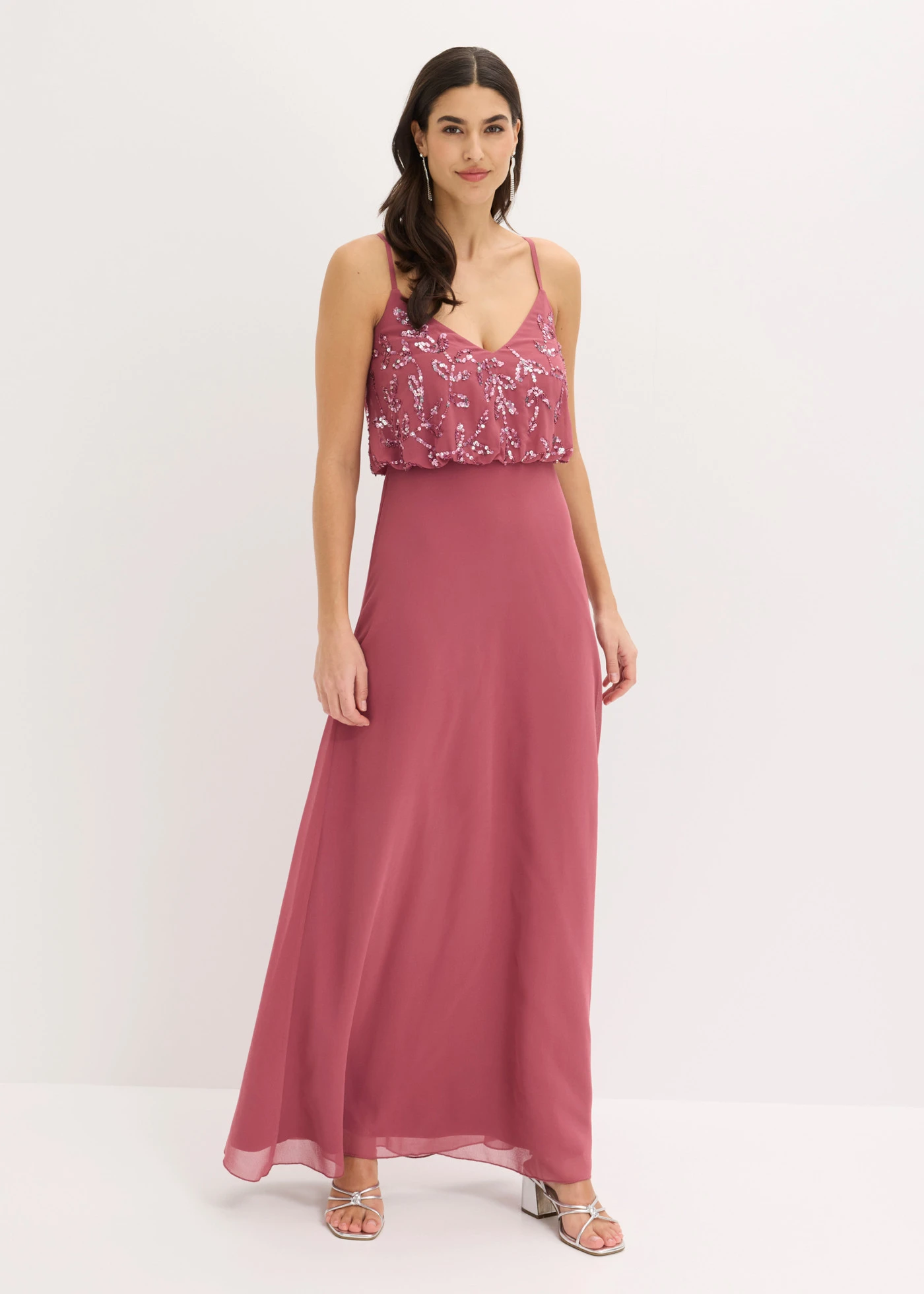 Avondjurk met paillettenboorduursel • pink • bonprix online shop