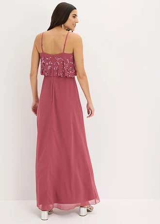 Avondjurk met paillettenboorduursel, Kleur: pink
