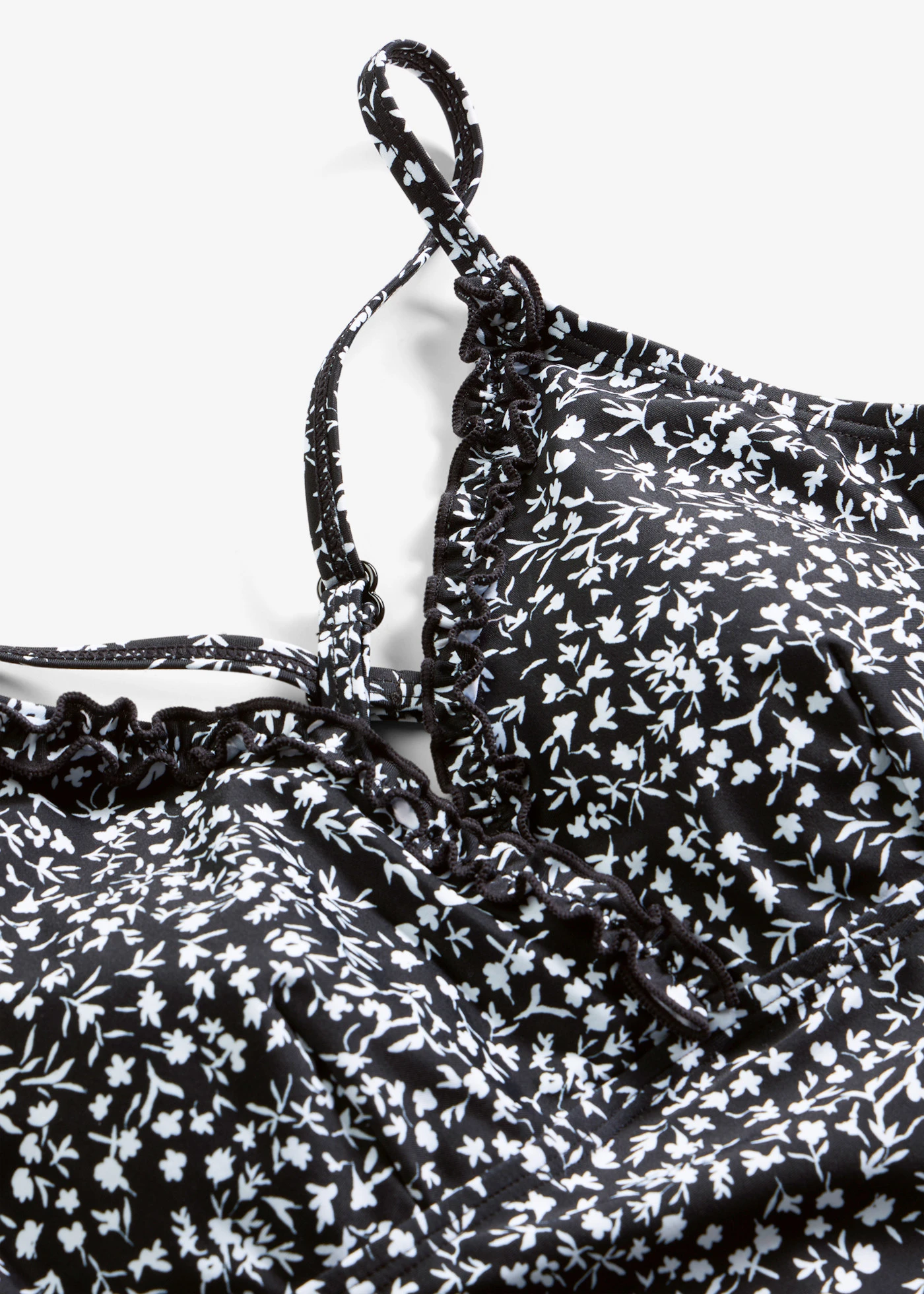 Maillot 1 pièce à bretelles croisées • noir-blanc floral • Boutique bonprix