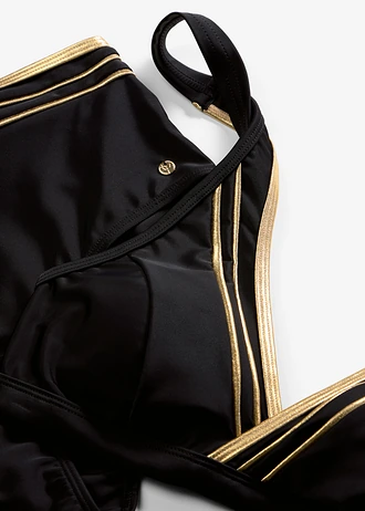 Bikini brassière style croisé (ens. 2 pces) • noir-doré • Boutique bonprix