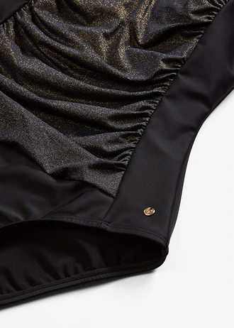 Medium corrigerend badpak met glanzend inzetztuk • zwart • bonprix online shop