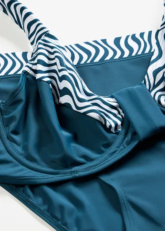 Bikini minimiseur à bretelles rembourrées (ens. 2 pces) • pétrole-blanc graphique • Boutique bonprix