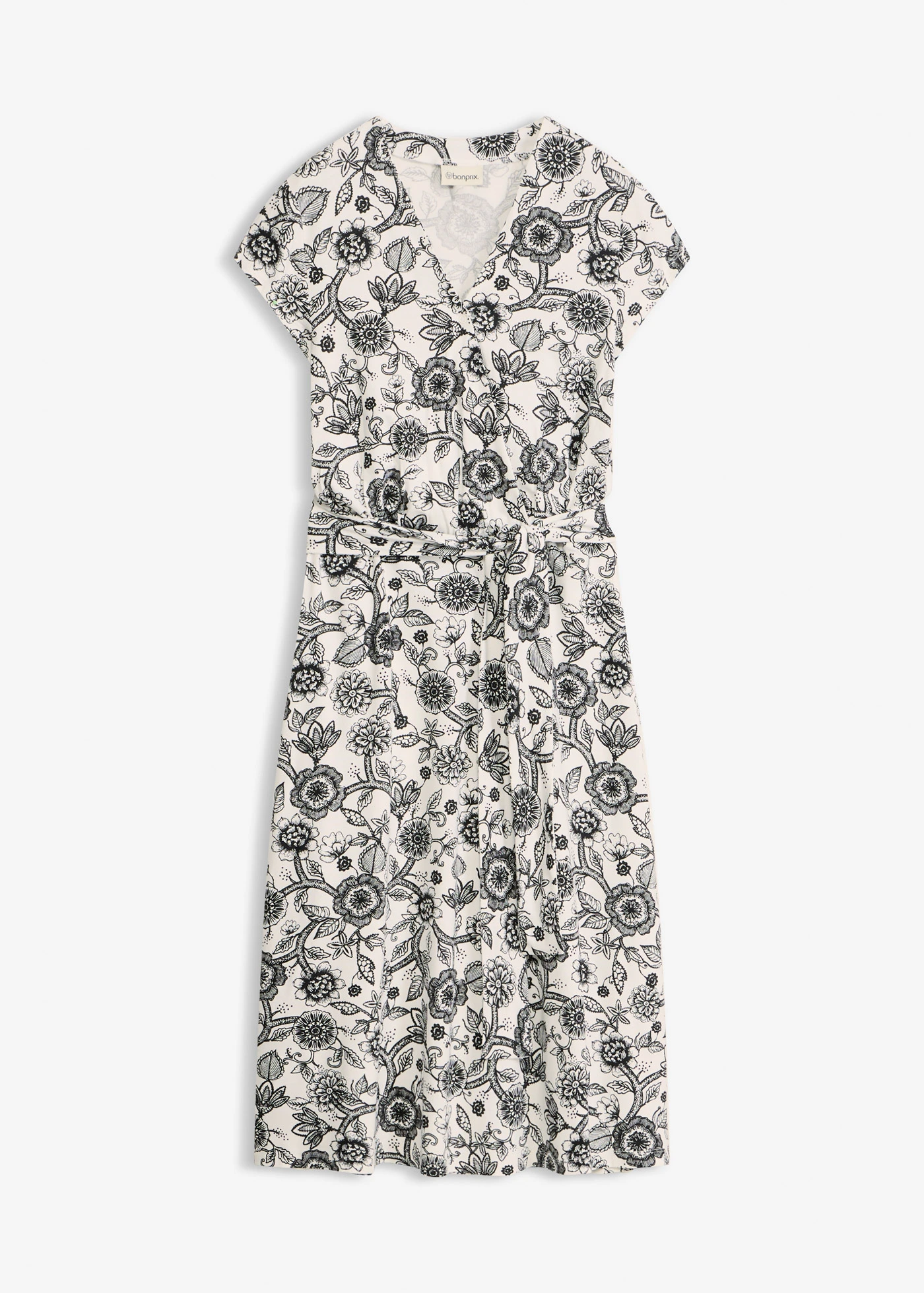 Jersey jurk van viscosemix • wolwit gebloemd • bonprix online shop