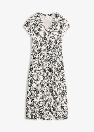 Rochie din jerse din amestec cu viscoză, culoare: ecru floral