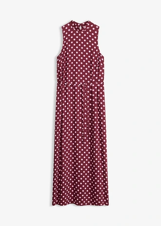 Maxi jurk in een soepele viscose-mix • esdoornrood-roze gestipt • bonprix online shop